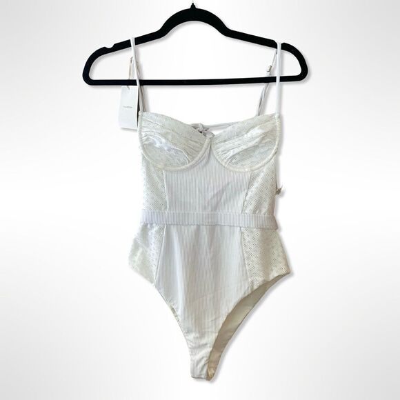 Tularosa Gardenia Swimsuit white one piece underwire bust bathing cut out NWT S - Picture 6 of 13